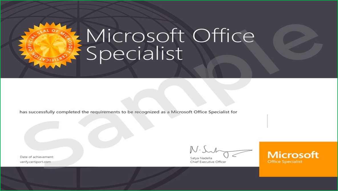 Ejemplo de constancia Microsoft Office Specialist